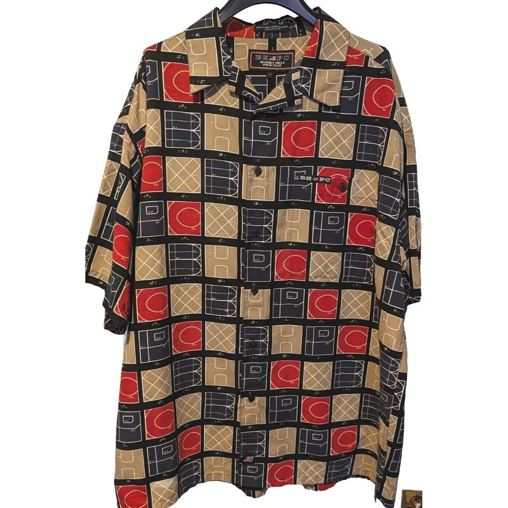 Beverly Hills Polo Club Mens Button Up Short Sleeve Shirt (Fits XL-2XL)